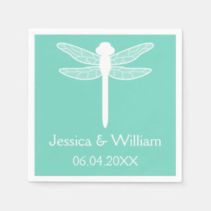 Teal Dragonfly Bröllop Pappersservett