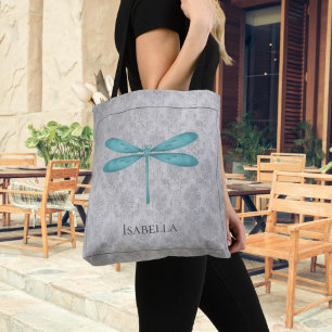 Teal Dragonfly Damask Tygkasse