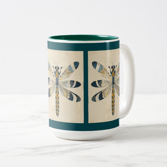 TEAL DRAGONFLY MUG Två-Tonad MUGG (Framsida höger)
