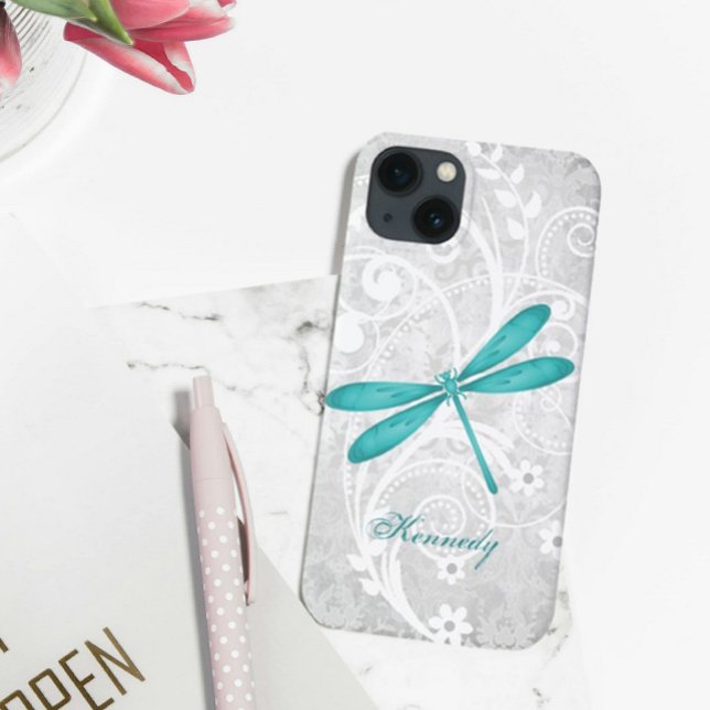Teal Dragonfly Personlig iPhone X fodral (Teal Dragonfly Personalized iPhone Case)