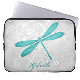 Teal Dragonfly Personlig Laptop sleeve