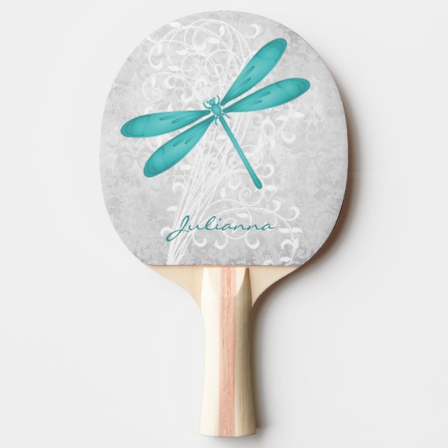 Teal Dragonfly Personlig Ping Pong Paddle Pingisracket (Framsidan)