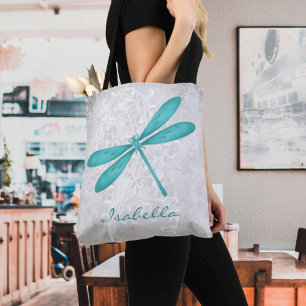 Teal Dragonfly Personlig Tote Tygkasse