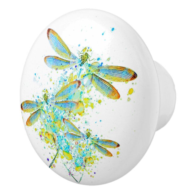 Teal Dragonfly splatter Knopp (Höger)