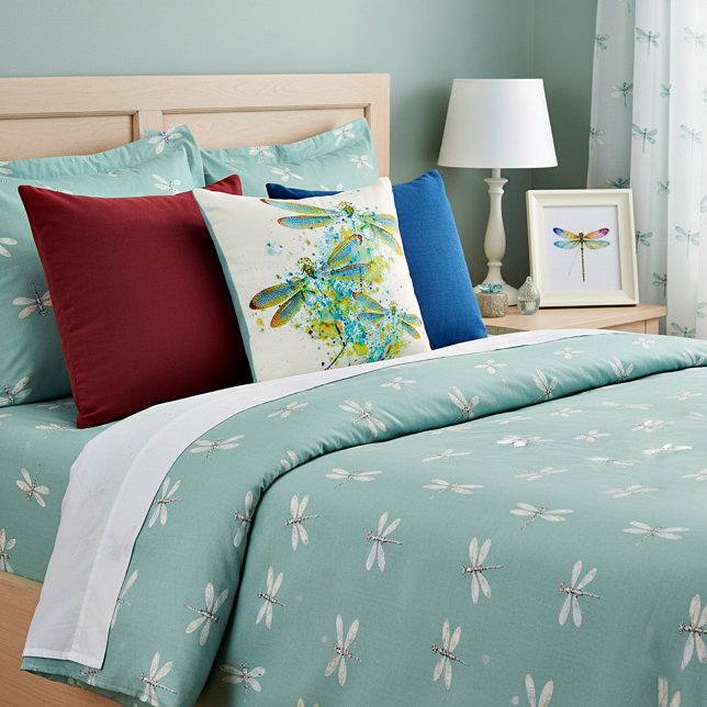 Teal Dragonfly splatter Kudde (Skapare uppladdad)