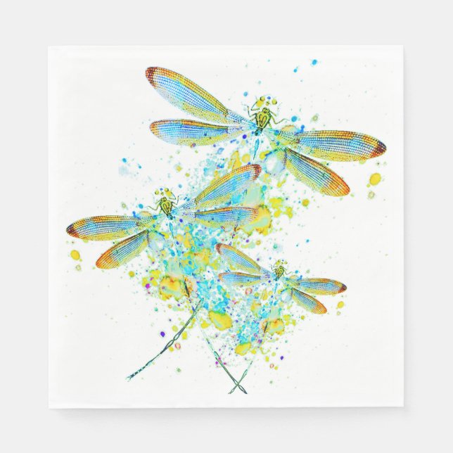 Teal Dragonfly splatter Pappersservett (Framsidan)