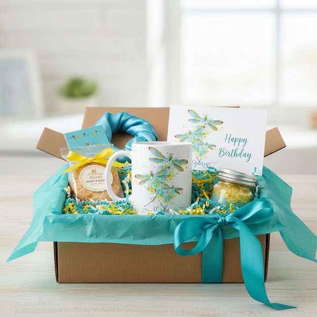 Teal Dragonfly splatter personlig Kaffemugg (Skapare uppladdad)