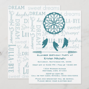Teal Dream Catcher Slumber Födelsedagsfest Inbjudningar