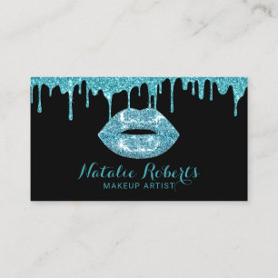 Teal Drives Glitter Läppar Makeup Artist Beauty S Visitkort