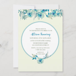 Teal Dusty Blue Ro Watercolor Möhippa Inbjudningar