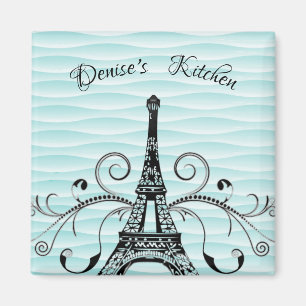 Teal Eiffel Torn Flourish Magnet
