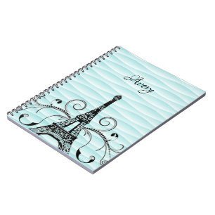 Teal Eiffel Torn Flourish Notebook Anteckningsbok