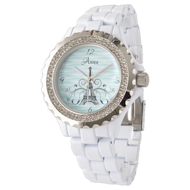 Teal Eiffel Torn Flourish Watch Armbandsur (Vinklad)