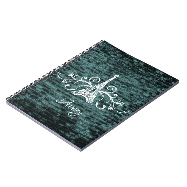 Teal Eiffel Torn Grunge bärbar dator Anteckningsbok (Vänstra Sidan)