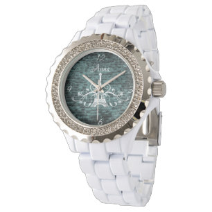 Teal Eiffel Torn Grunge Watch Armbandsur