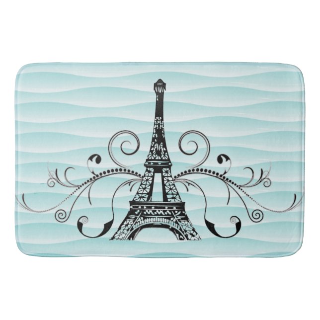 Teal Eiffel Towel Flourish Bath Mat Badrumsmatta (Framsidan)