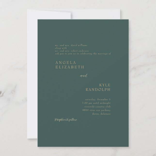 Teal Elegance in Rörelse bröllopsinbjudan Inbjudningar (Framsida)