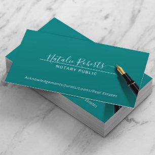 Teal Elegant av notarius publicus, minimalistisk s Visitkort