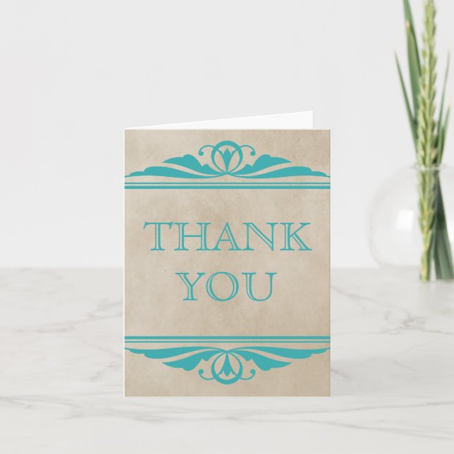 Teal Elegant Deco-tackkort Tack Kort (Framsida)