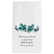 Teal Elegant Dragons Bröllop Gift Bag