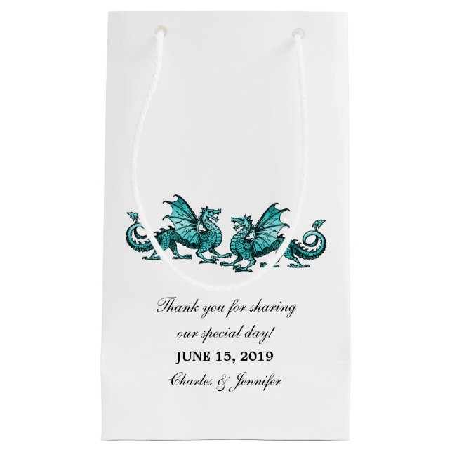 Teal Elegant Dragons Bröllop Gift Bag (Framsidan)