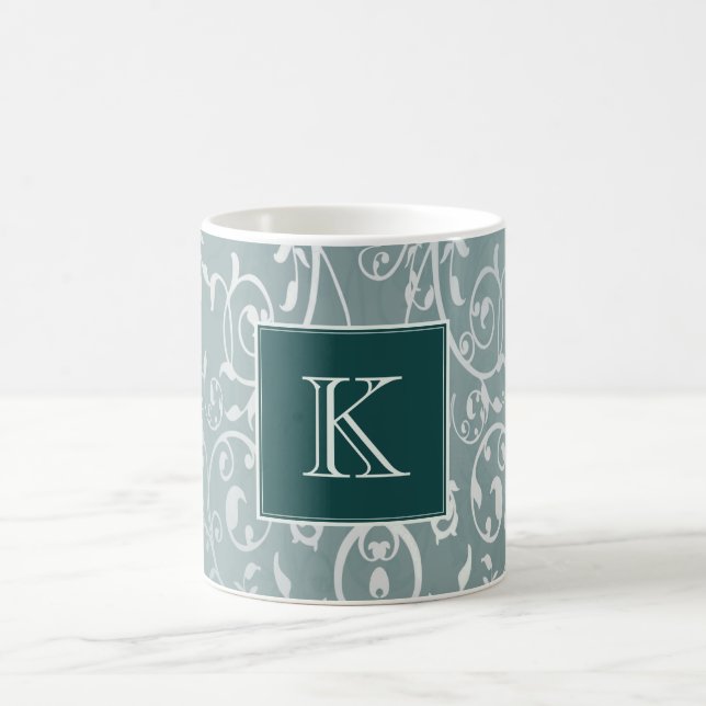 Teal Elegant Flourish Monogram Mugg (Center)