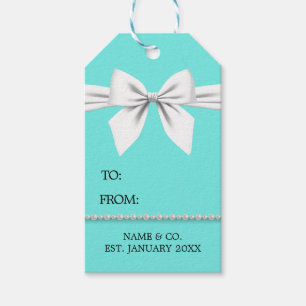 Teal Elegant Glam Tiffany Baby Shower Gift-Märkre Presentetikett