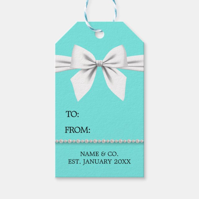 Teal Elegant Glam Tiffany Baby Shower Gift-Märkre Presentetikett (Framsidan)