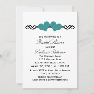 Teal Elegant Hearts Möhippa Inbjudan