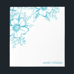 Teal Elegant Letterpress Stil Blommigts Anteckningsblock<br><div class="desc">Anpassa det här anteckningsblocket med ditt namn,  initialer,  monogram eller valfri text.</div>