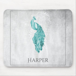 Teal Elegant Peacock Personlig Mouse Pad Musmatta