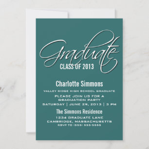 Teal Elegant Script Studenten Inbjudan