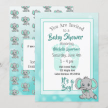 Teal Elephant Baby Shower