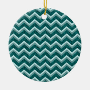 Teal Embossed Foil Julgransprydnad Keramik