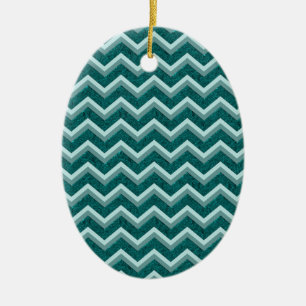 Teal Embossed Foil Julgransprydnad Keramik
