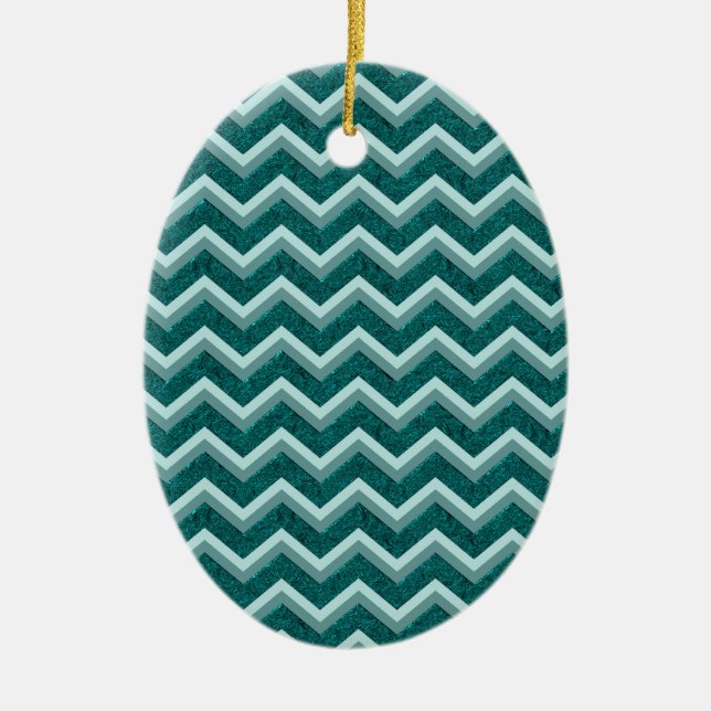 Teal Embossed Foil Julgransprydnad Keramik (Framsidan)