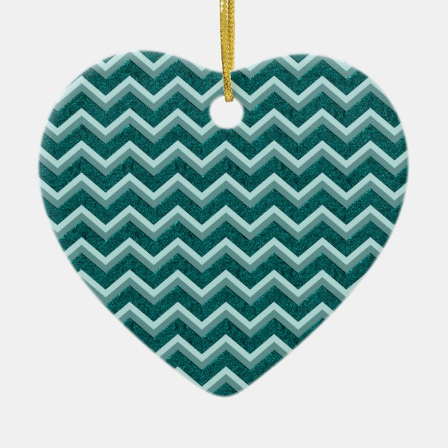 Teal Embossed Foil Julgransprydnad Keramik (Framsidan)