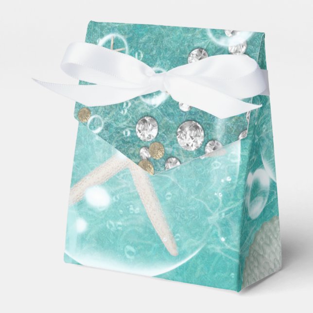 Teal Enchanted Sea Starfish & Bubbles Ocean Beach Presentaskar (Framsidan Sidan)