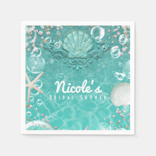 Teal Enchanted Sea Starfish & Bubbles Ocean Party Pappersservett
