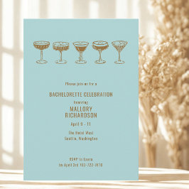 Teal Espresso Martini Bachelorette w/QR Code Inbjudningar