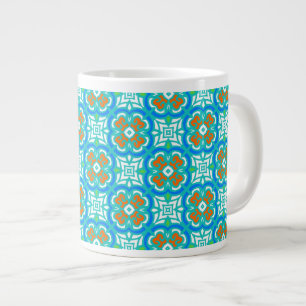 Teal-etnisk Mönster Jumbo Mugg