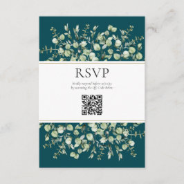 Teal Eucalyptus QR-kod Bröllops-svar Tilläggskort