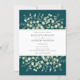 Teal Eucalyptus Wedding Inbjudningar