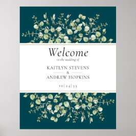 Teal Eucalyptus Wedding Welcome Poster