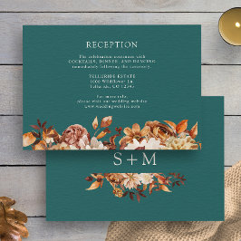 Teal Fall Terracotta Botanical Wedding Reception Tilläggskort