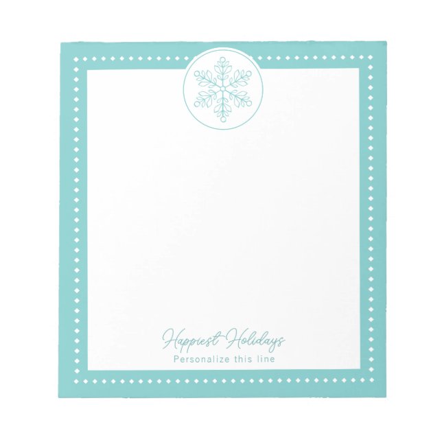 Teal Fancy Snowflake Personalized Holiday Anteckningsblock (Framsida)