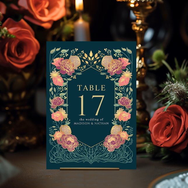 Teal Fantasy Enchanted Garden Wedding Bordsnummer (Skapare uppladdad)