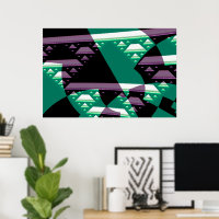 Teal Färg Modern Abstrakt Fractal Art