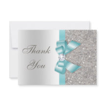 Teal Faux Bow Silver Diamonds Tack