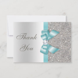 Teal Faux Bow Silver Diamonds Tack